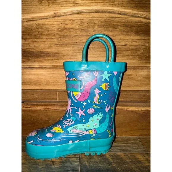 Lone Cone Mermaids Kids Rain Boots Size 4 - Picture 11 of 14